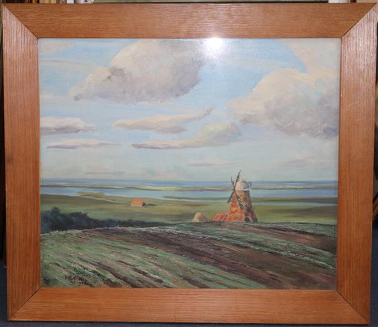 H. E. Collin Windmill in a landscape, 21.5 x 25.5in.